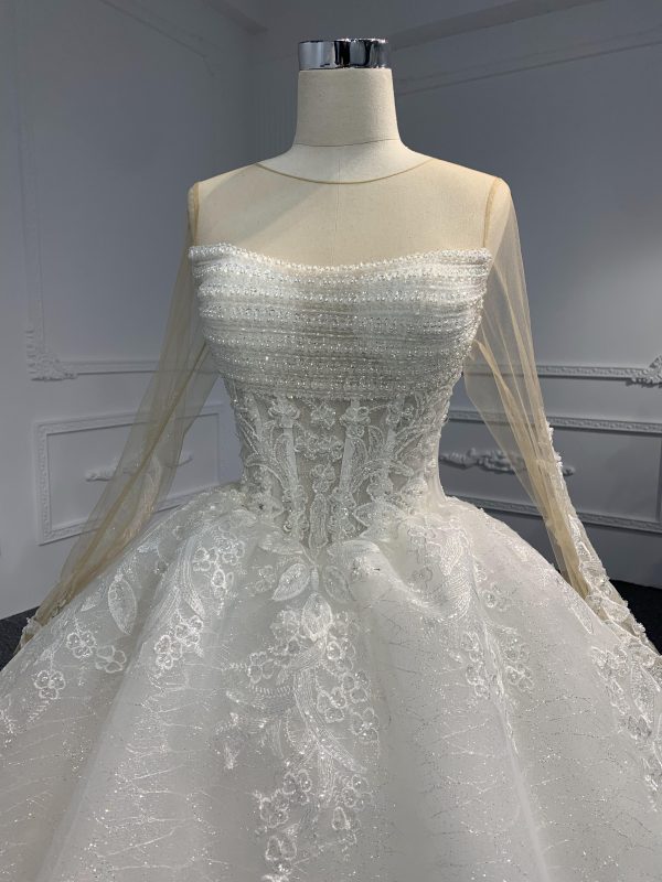 LB10 --Luxury Beading Long Sleeve Ball Gown With 60cm Length Train - Image 5