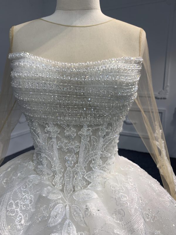 LB10 --Luxury Beading Long Sleeve Ball Gown With 60cm Length Train - Image 8