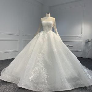 LB10 --Luxury Beading Long Sleeve Ball Gown With 60cm Length Train