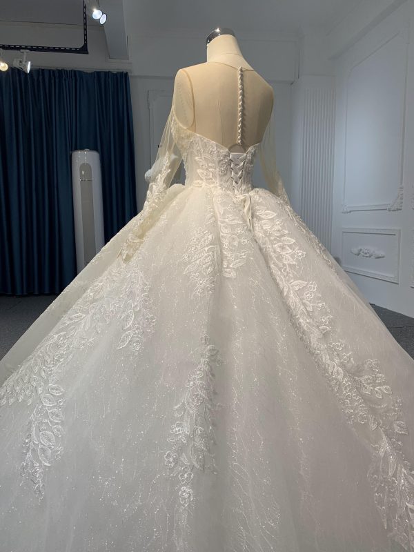 LB10 --Luxury Beading Long Sleeve Ball Gown With 60cm Length Train - Image 3