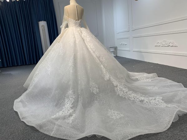 LB10 --Luxury Beading Long Sleeve Ball Gown With 60cm Length Train - Image 4