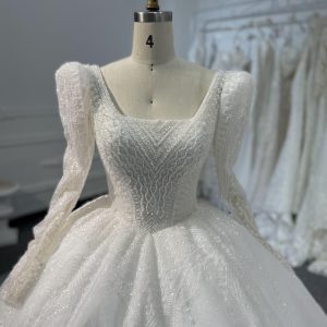 LB23 PUFFY LONG SLEEVES BALLGOWN WITH SQUARE NECK