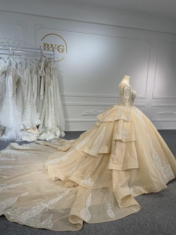 BYG #29785 fashion design strack-up layers long sleeves ballgown - Image 2
