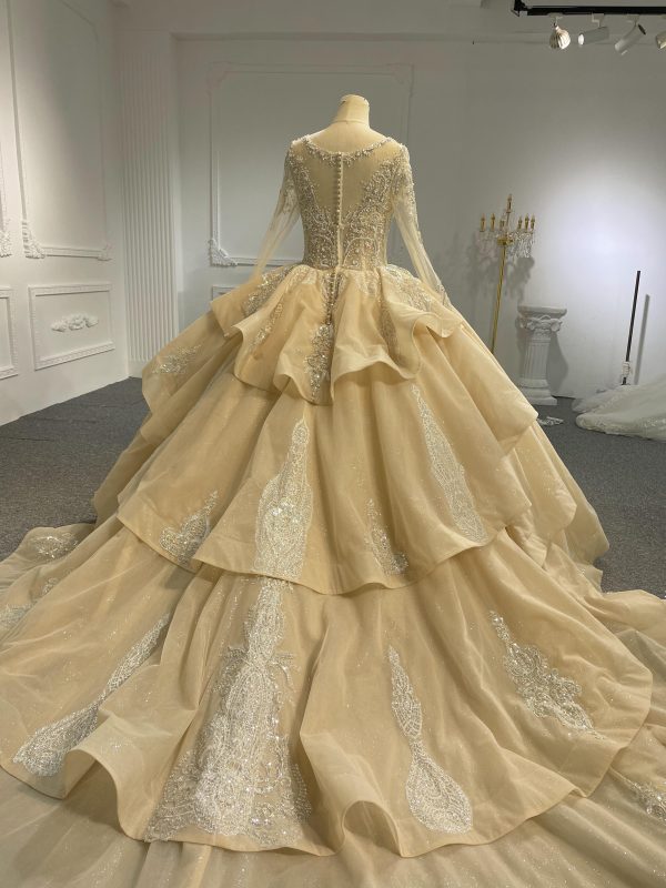 BYG #29785 fashion design strack-up layers long sleeves ballgown - Image 4
