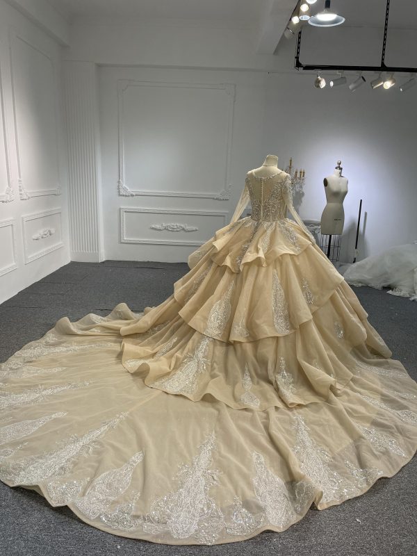 BYG #29785 fashion design strack-up layers long sleeves ballgown - Image 5