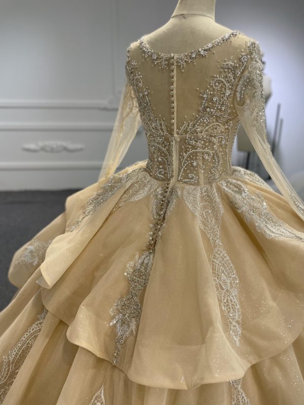 BYG #29785 fashion design strack-up layers long sleeves ballgown - Image 6