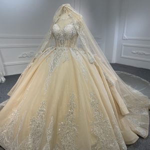 BYG #29785 fashion design strack-up layers long sleeves ballgown