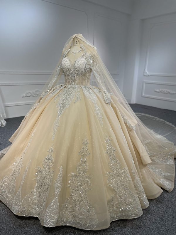 BYG #29785 fashion design strack-up layers long sleeves ballgown