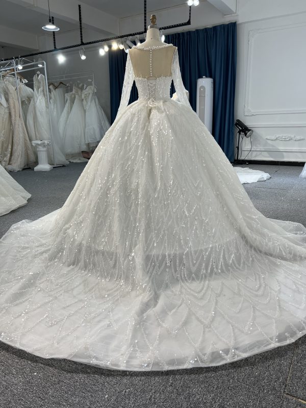 Z301-Gorgeous Long Sleeve High Neck Beaded Wedding Dress - Image 4