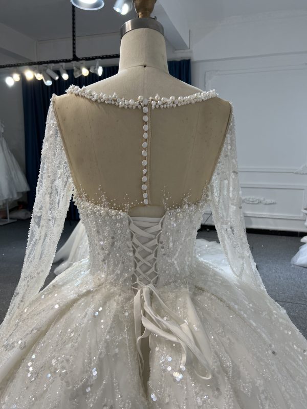 Z301-Gorgeous Long Sleeve High Neck Beaded Wedding Dress - Image 5