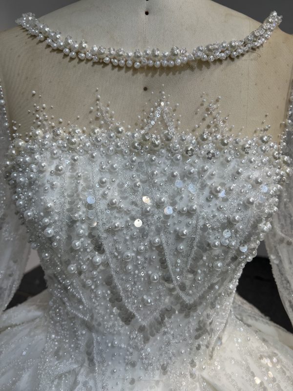Z301-Gorgeous Long Sleeve High Neck Beaded Wedding Dress - Image 2