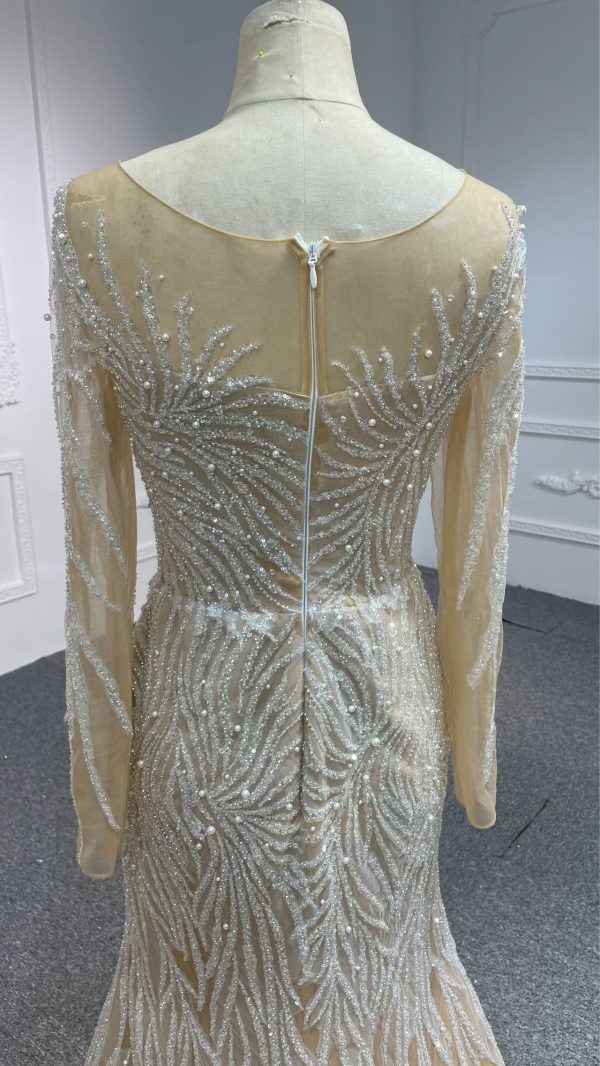 314A-BYG PREFECT FIT CORSET WITH PEARL CHAIN DESIGN & GLASS REFLECTION SEQUINS MERMAID DRESS WITH DETACHABLE TRAIN - Image 7