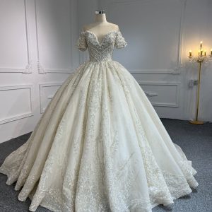 BYG#PD023-LUXURY SHORT SLEEVES WITH HEAVY BEADINGS BWLLGOWN