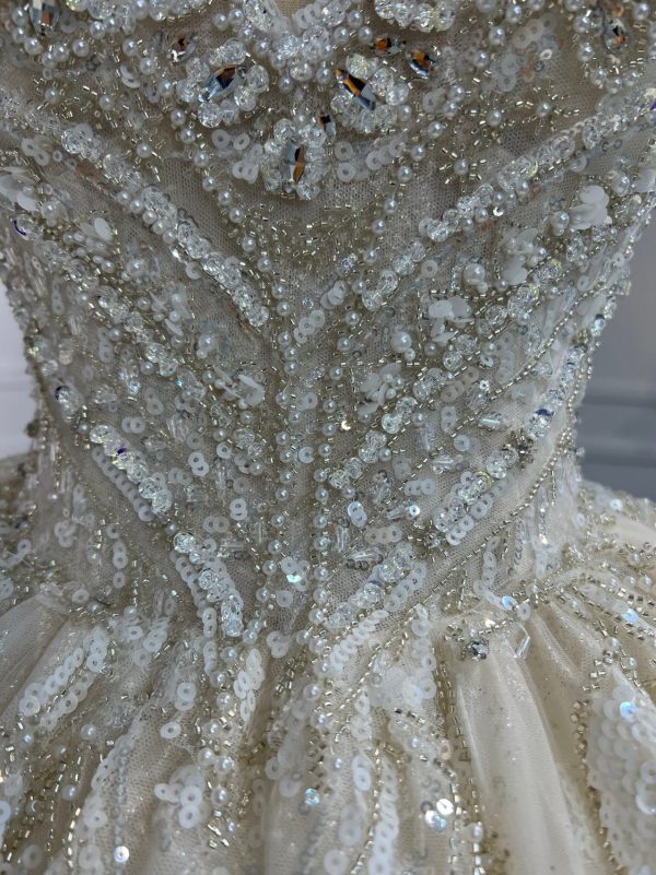 BYG#PD023-LUXURY SHORT SLEEVES WITH HEAVY BEADINGS BWLLGOWN - Image 6