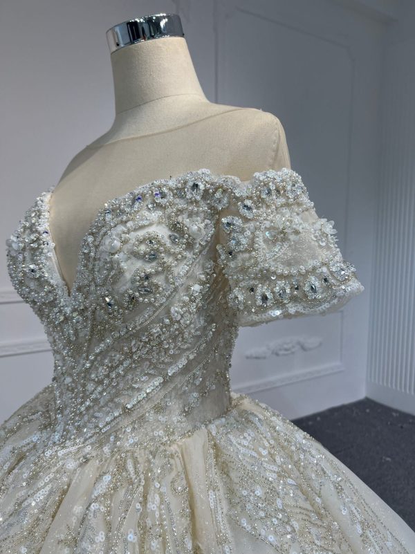 BYG#PD023-LUXURY SHORT SLEEVES WITH HEAVY BEADINGS BWLLGOWN - Image 4