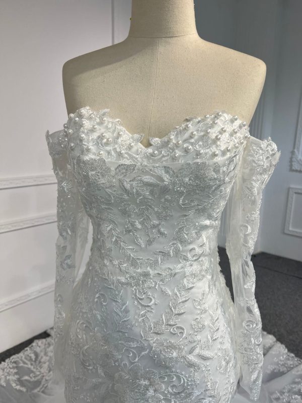 GB100 #IVORY MERMAID WEDDING DRESS WITH LONG ARMHOLD SLEEVE - Image 2