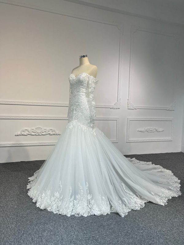 GB100 #IVORY MERMAID WEDDING DRESS WITH LONG ARMHOLD SLEEVE - Image 3