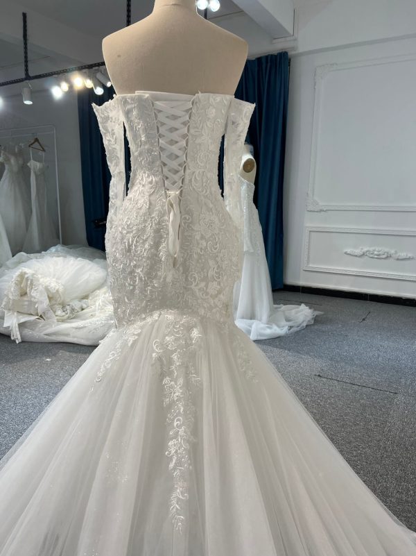GB100 #IVORY MERMAID WEDDING DRESS WITH LONG ARMHOLD SLEEVE - Image 5