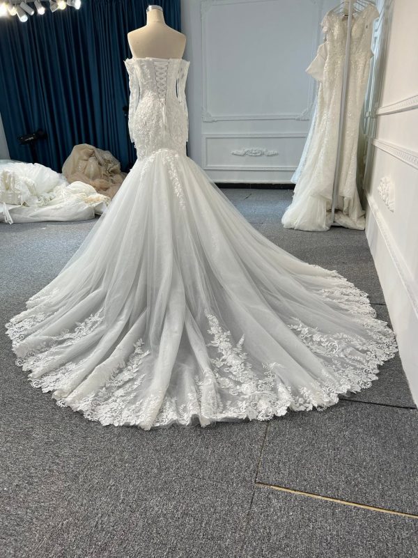 GB100 #IVORY MERMAID WEDDING DRESS WITH LONG ARMHOLD SLEEVE - Image 6