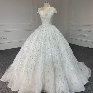 29798- BYG illusion tulle beadings and sequins ballgown