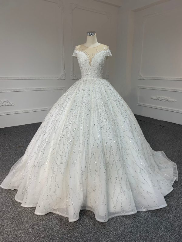 29798- BYG illusion tulle beadings and sequins ballgown