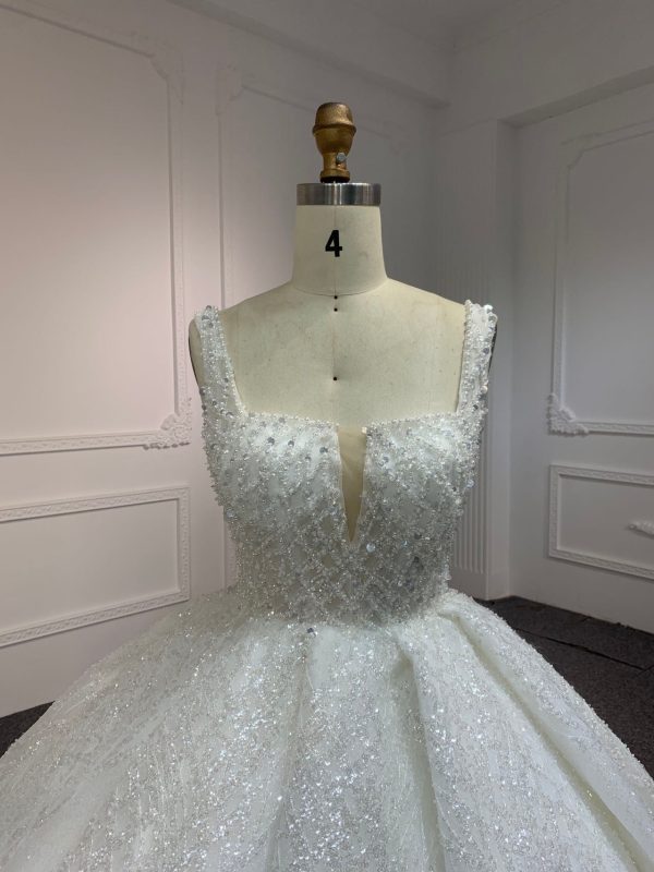 BYG#B251-LUXURY SHORT SLEEVES WITH HEAVY BEADINGS BWLLGOWN - Image 4