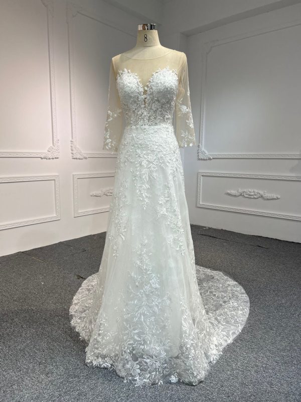 BYG#Y2301 LACE BEADINGS A LINE WEDDING DRESS
