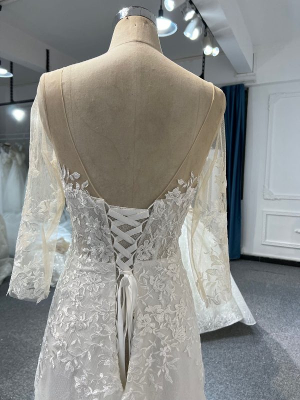 BYG#Y2301 LACE BEADINGS A LINE WEDDING DRESS - Image 5