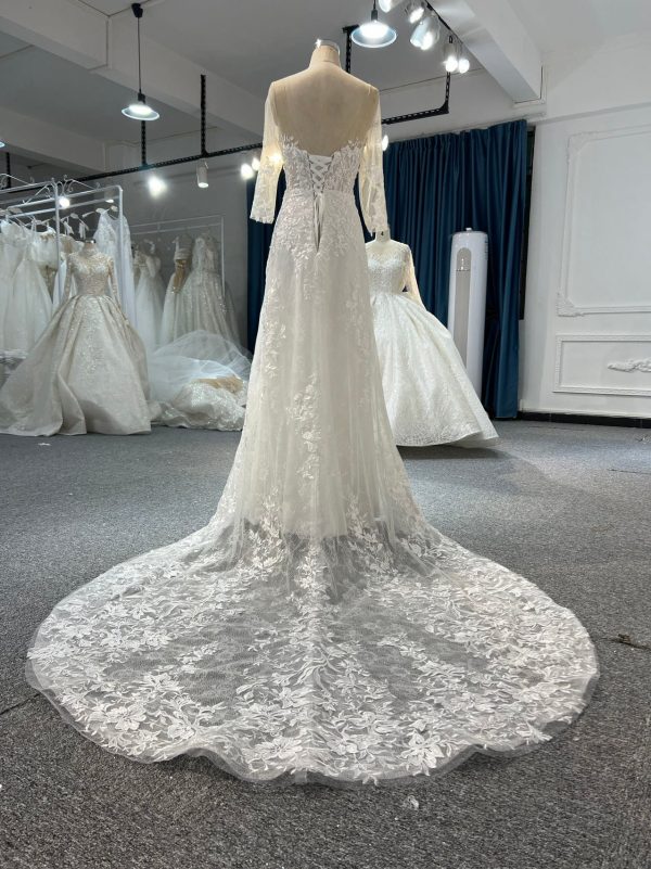BYG#Y2301 LACE BEADINGS A LINE WEDDING DRESS - Image 4