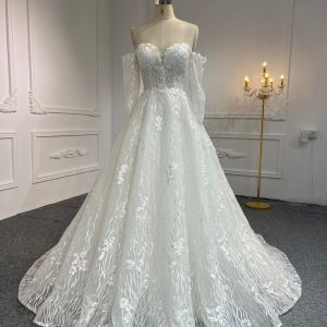 BYG#Y2303 LACE BEADINGS A LINE WEDDING DRESS