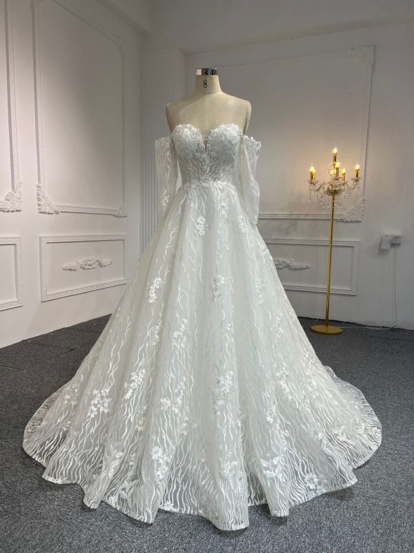 BYG#Y2303 LACE BEADINGS A LINE WEDDING DRESS