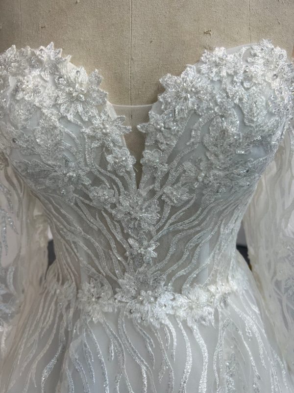 BYG#Y2303 LACE BEADINGS A LINE WEDDING DRESS - Image 2