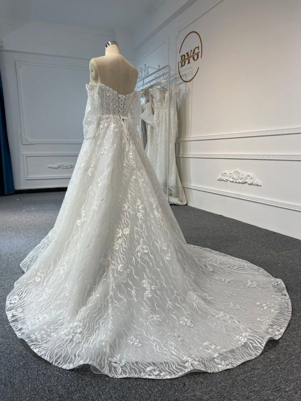 BYG#Y2303 LACE BEADINGS A LINE WEDDING DRESS - Image 5