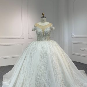 BYG23-27 LUXURY SHORT SLEEVES WITH HEAVY BEADINGS BWLLGOWN