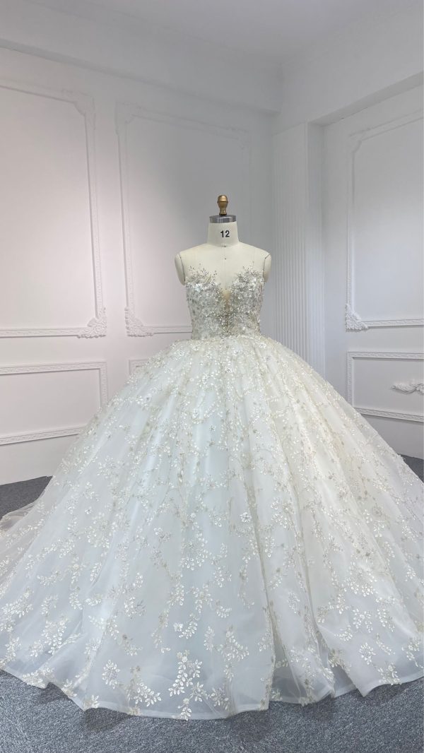 BYG23-28 Strapless three-dimensional diamond decoration, LUXURY HEAVY BEADING BALL GOWN