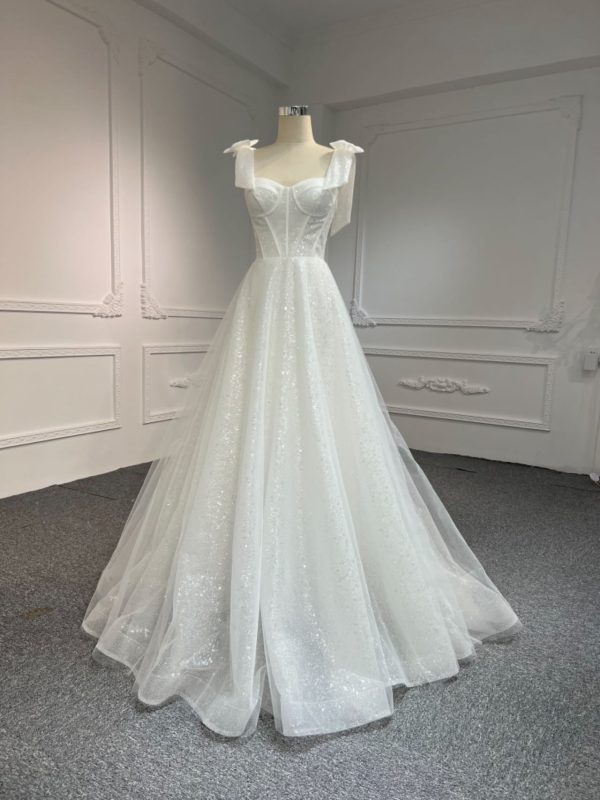 BYG#WL58 BOW SHOULDER STRAP SEXY SWEETHEART A-LINE DRESS