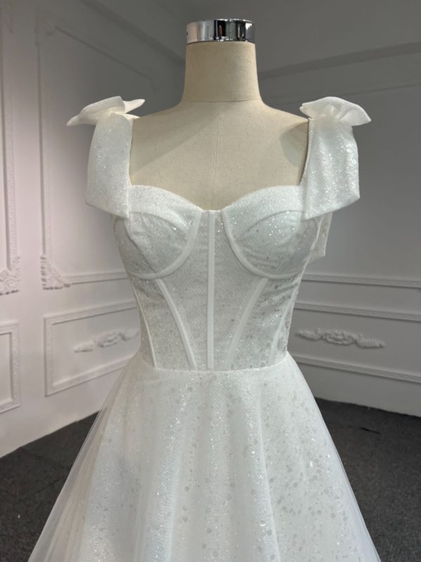 BYG#WL58 BOW SHOULDER STRAP SEXY SWEETHEART A-LINE DRESS - Image 2