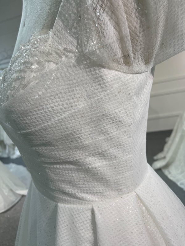 BYG #WL59 FULL LACE SEQUINS PUFF SLEEVES A-LINE DRESS - Image 6