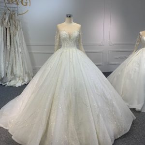 PD008- BYG SWEETHEART NECKLINE BALL GOWN WITH LONG SLEEVES
