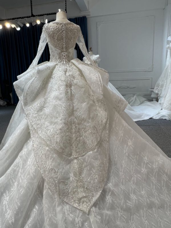 BYG#Z313 LUXURY LAYERING LONG SLEEVES WEDDING DRESS - Image 7