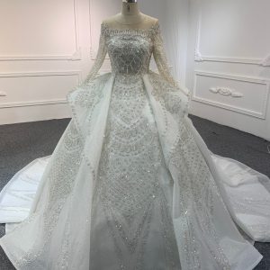 BYG#PD027-LUXURY LONG SLEEVES WITH HEAVY BEADINGS BWLLGOWN