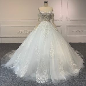 BYG#PD029 ELEGANCE STRAPLESS LACE WEDDING DRESS