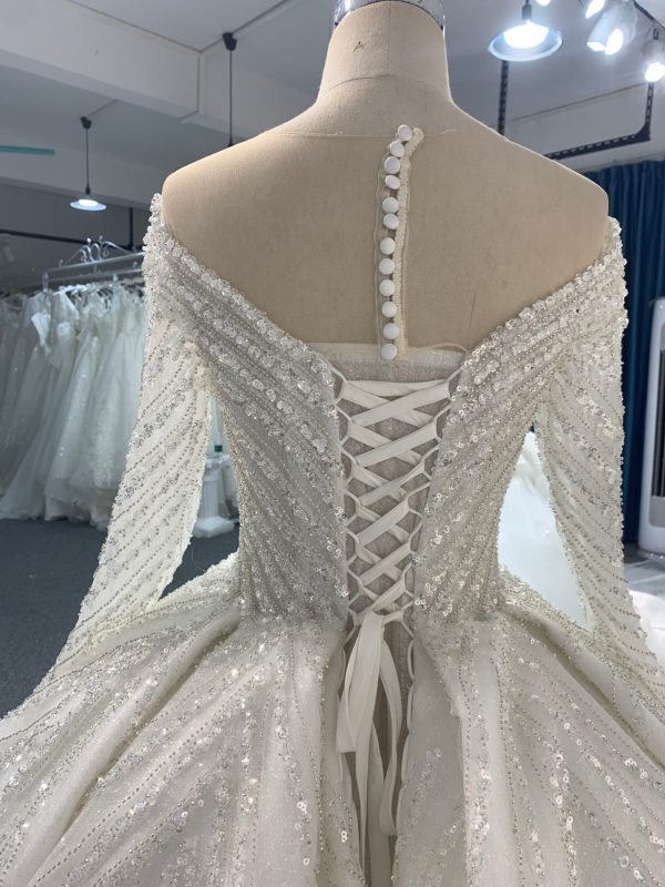 BYG#PD025-LUXURY LONG SLEEVES WITH HEAVY BEADINGS BWLLGOWN - Image 6