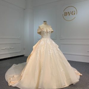 PD005- BYG CHAMPAGNE LUXURY BALL GOWN WEDDING DRESS