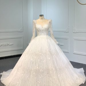 PD006- BYG SWEETHEART NECKLINE BALL GOWN WITH LONG SLEEVES