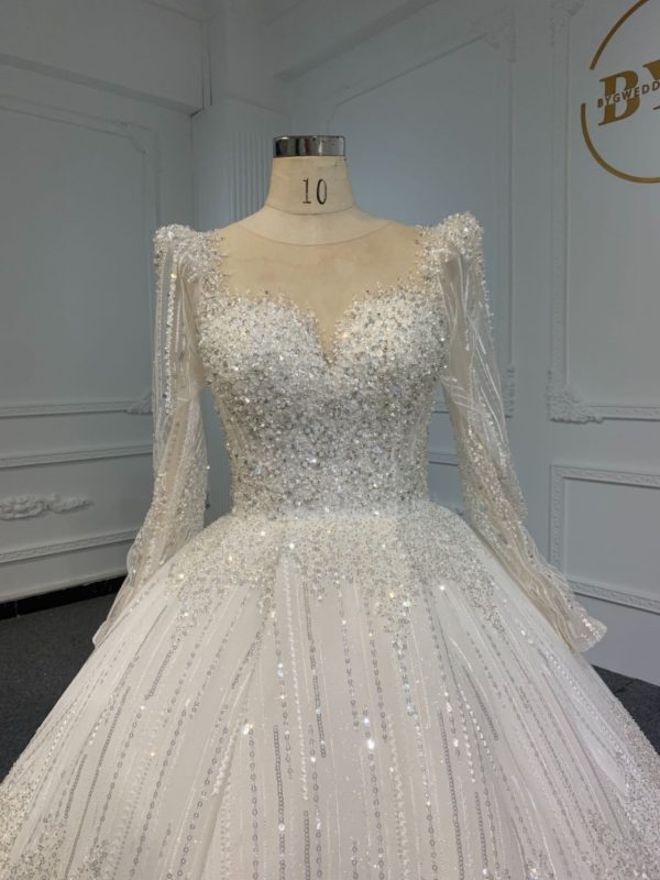 PD006- BYG SWEETHEART NECKLINE BALL GOWN WITH LONG SLEEVES - Image 3