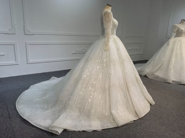 PD006- BYG SWEETHEART NECKLINE BALL GOWN WITH LONG SLEEVES - Image 2