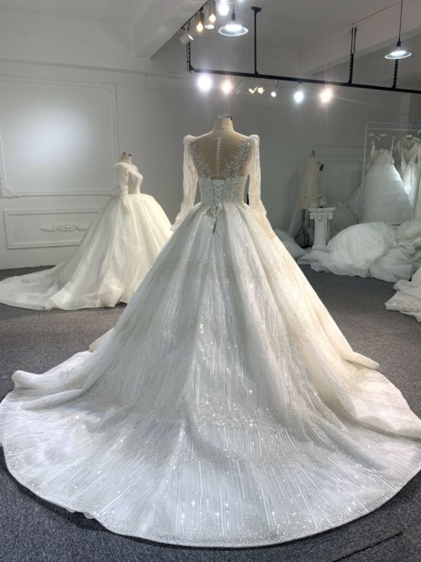 PD006- BYG SWEETHEART NECKLINE BALL GOWN WITH LONG SLEEVES - Image 6