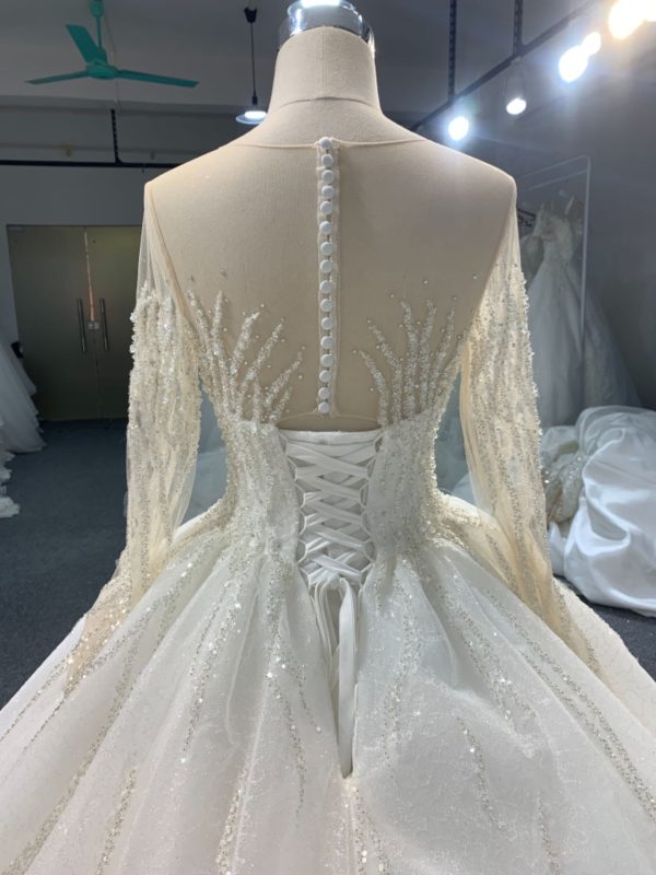 PD008- BYG SWEETHEART NECKLINE BALL GOWN WITH LONG SLEEVES - Image 5