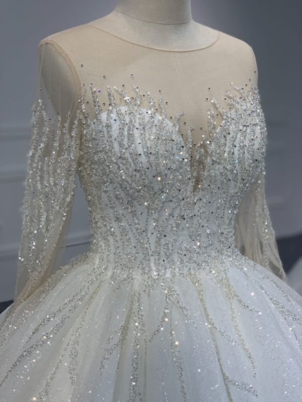 PD008- BYG SWEETHEART NECKLINE BALL GOWN WITH LONG SLEEVES - Image 3